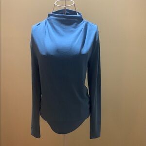 Blue Long Sleeve Mock Neck Top